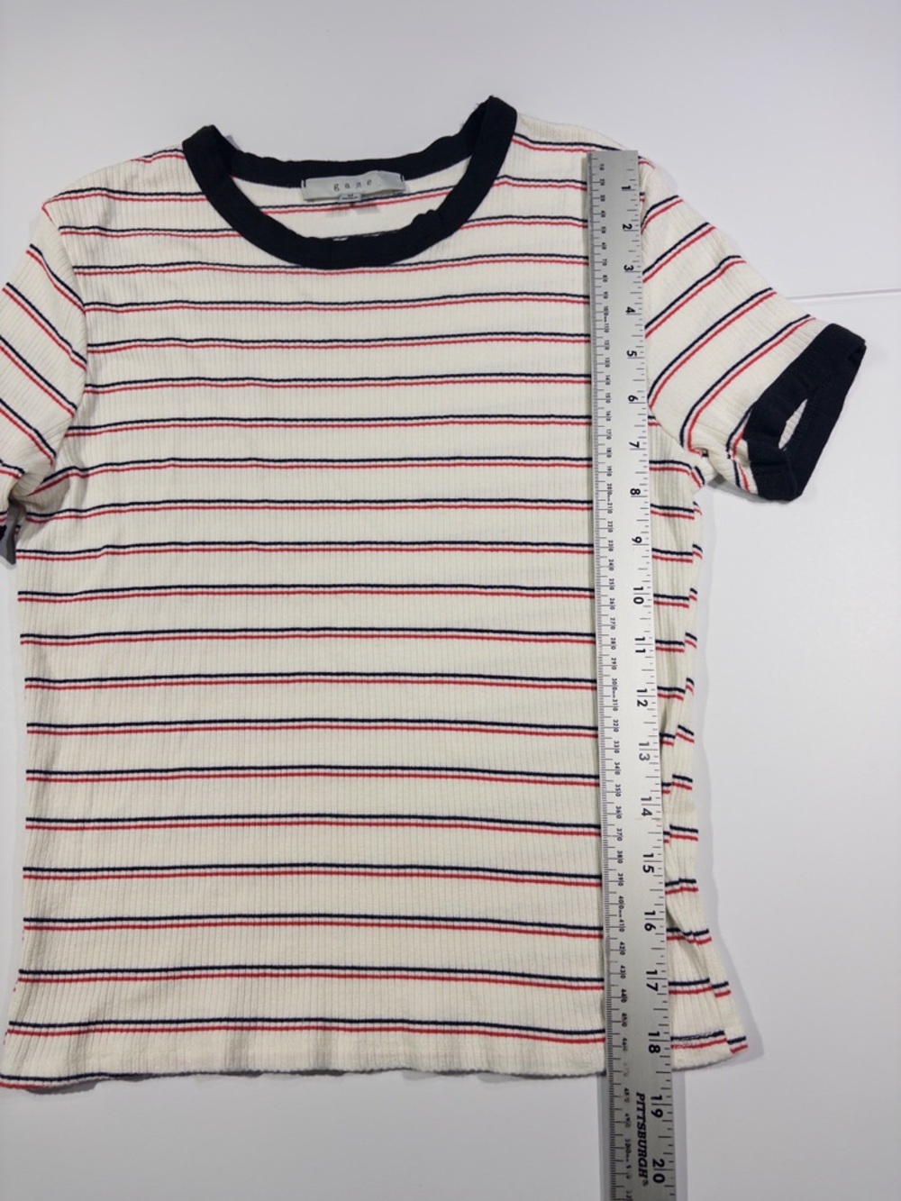 Striped Ringer Baby Tee Y2K Fitted Ribbed T-Shirt Retro Casual Top - Picture 8 of 10